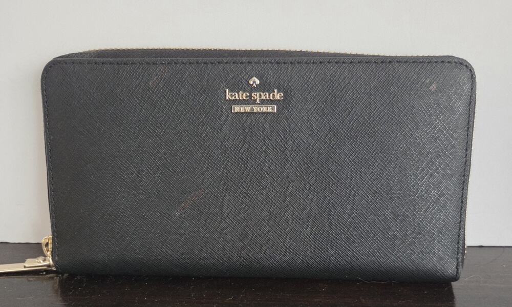 Kate Spade Lacey Cameron Street PWRU5073 Wallet Zip Around Black Leather
